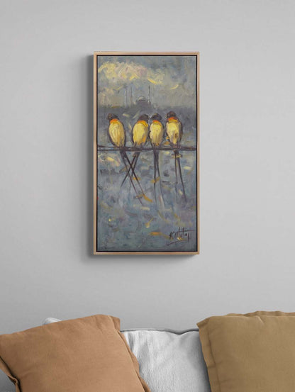 Şehir ve Kanatlar Yağlı Boya Tablosu