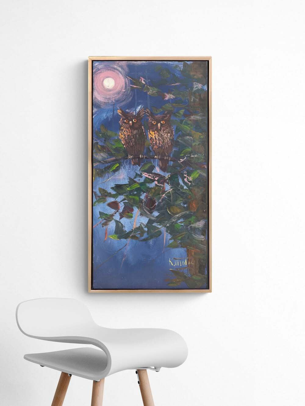 Gece Baykuşlar Yağlı Boya Tablosu