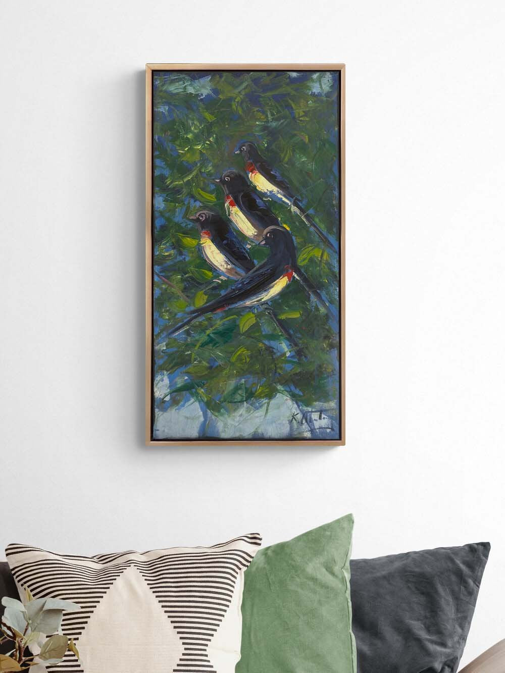 Yeşilliklerde Kanatlar Yağlı Boya Tablosu