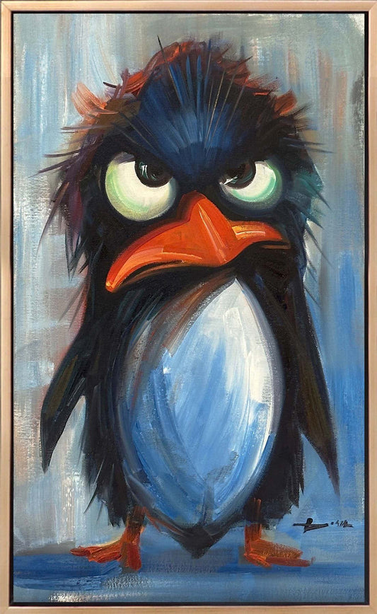Kızgın Penguen Yağlı Boya Tablosu