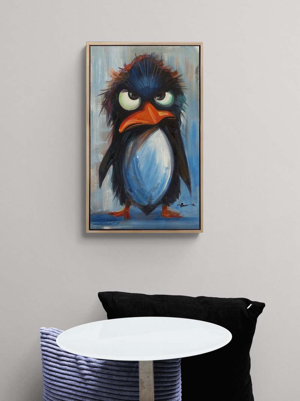 Kızgın Penguen Yağlı Boya Tablosu