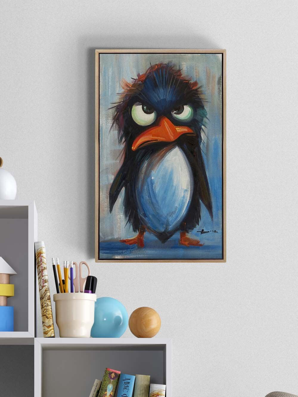 Kızgın Penguen Yağlı Boya Tablosu