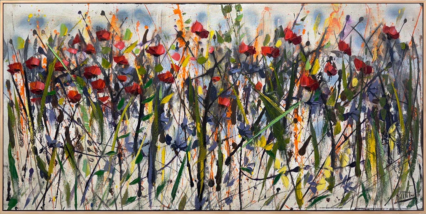 Rüzgarla Savrulan Gelincikler Yağlı Boya Tablosu