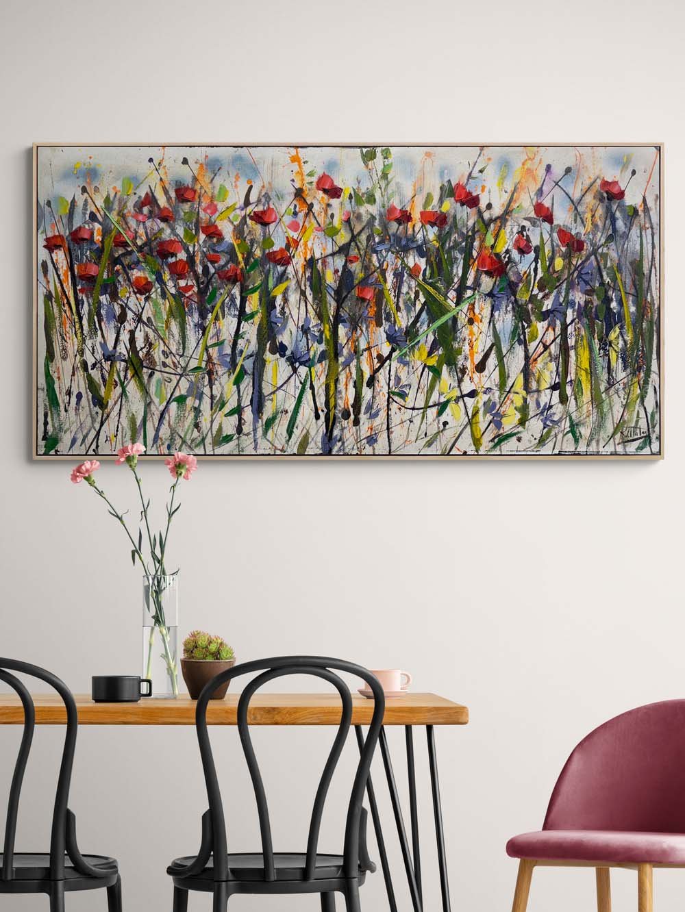 Rüzgarla Savrulan Gelincikler Yağlı Boya Tablosu