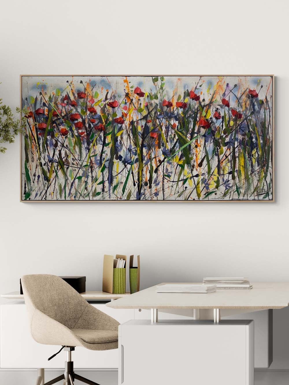 Rüzgarla Savrulan Gelincikler Yağlı Boya Tablosu