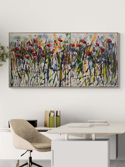 Rüzgarla Savrulan Gelincikler Yağlı Boya Tablosu