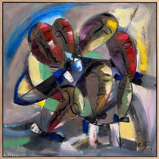 Bekleyen Figürler Yağlı Boya Tablosu