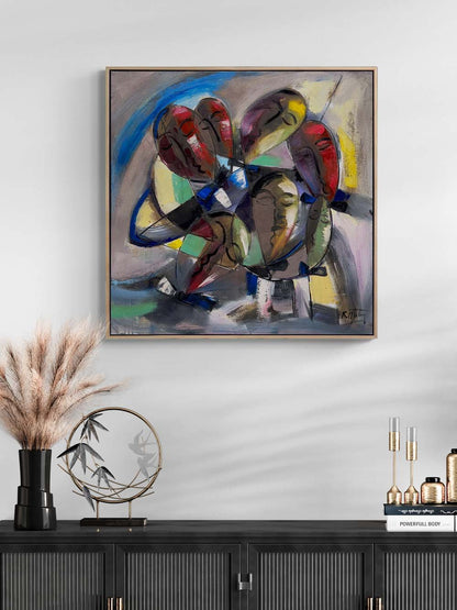 Bekleyen Figürler Yağlı Boya Tablosu