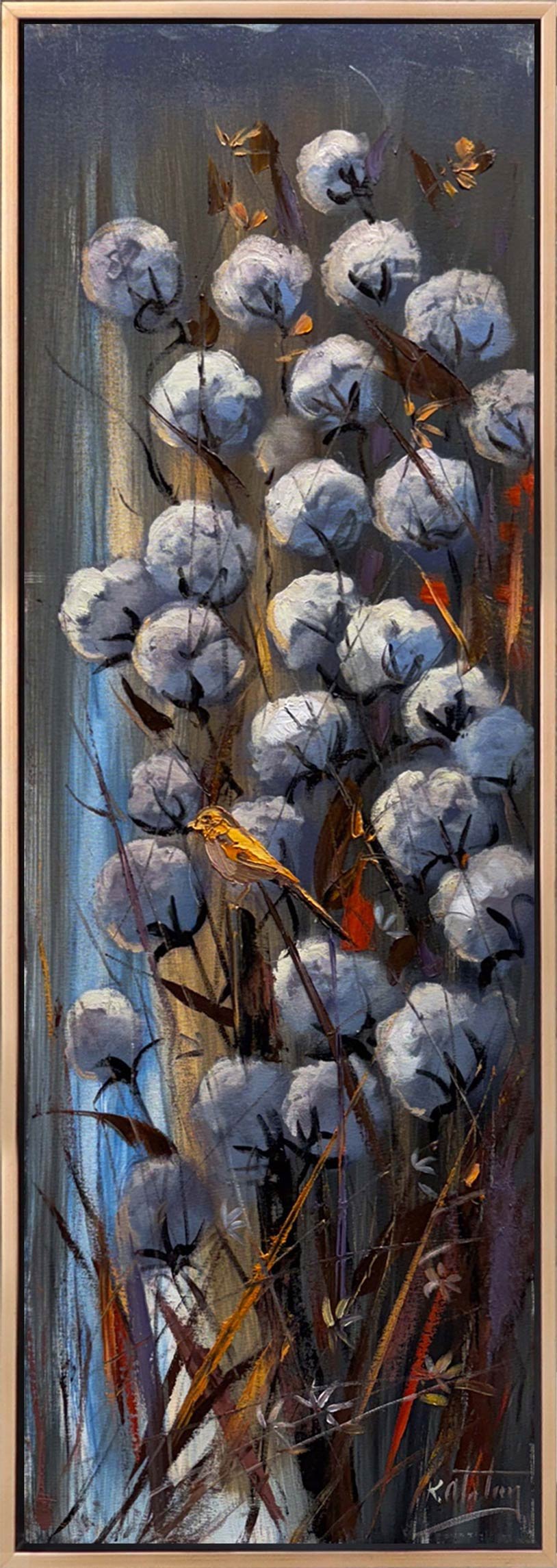 Pamuk Çiçekleri Altında Yağlı Boya Tablosu