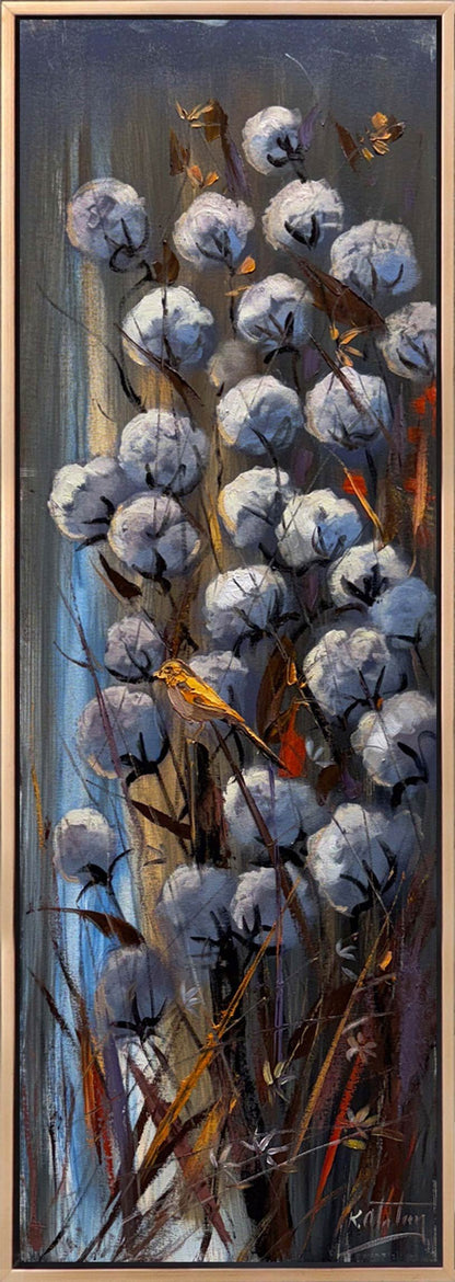 Pamuk Çiçekleri Altında Yağlı Boya Tablosu