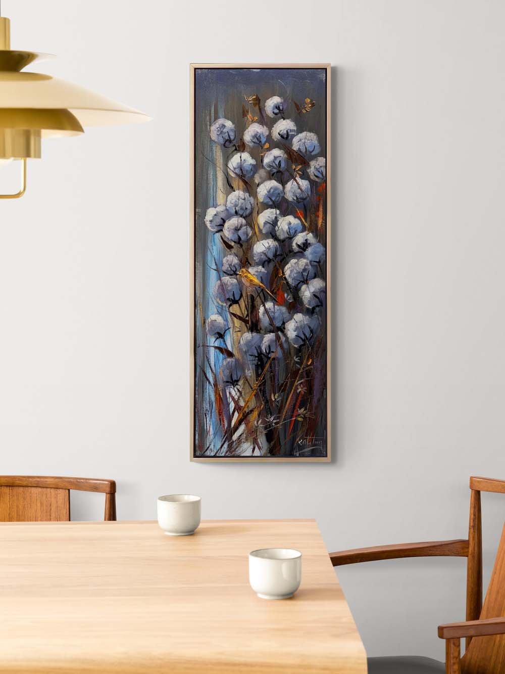 Pamuk Çiçekleri Altında Yağlı Boya Tablosu