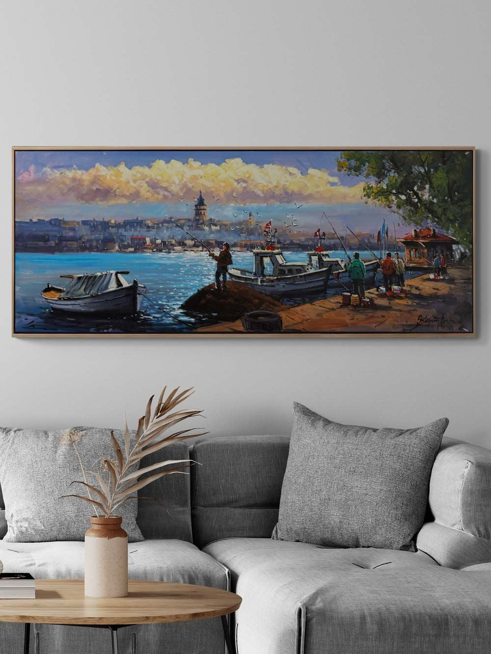 Salacak'ta Balıkçılar Yağlı Boya Tablosu