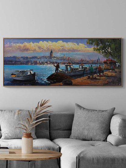 Salacak'ta Balıkçılar Yağlı Boya Tablosu