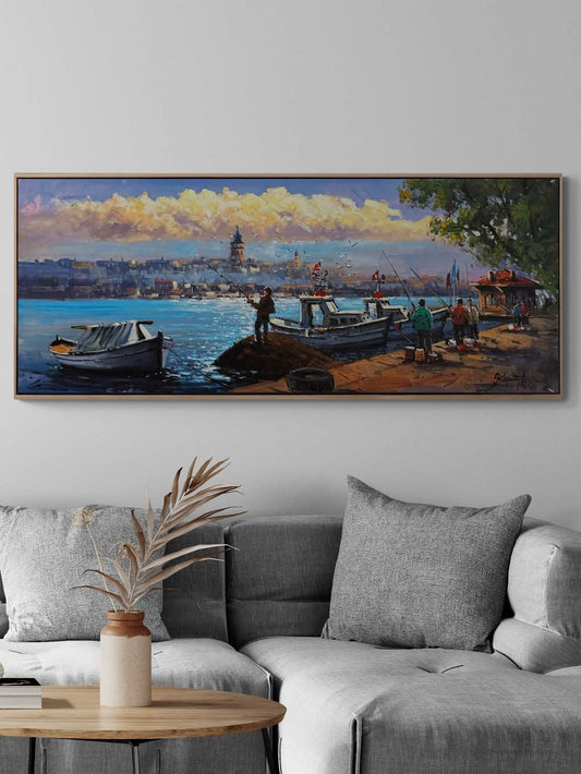 Salacak'ta Balıkçılar Yağlı Boya Tablosu