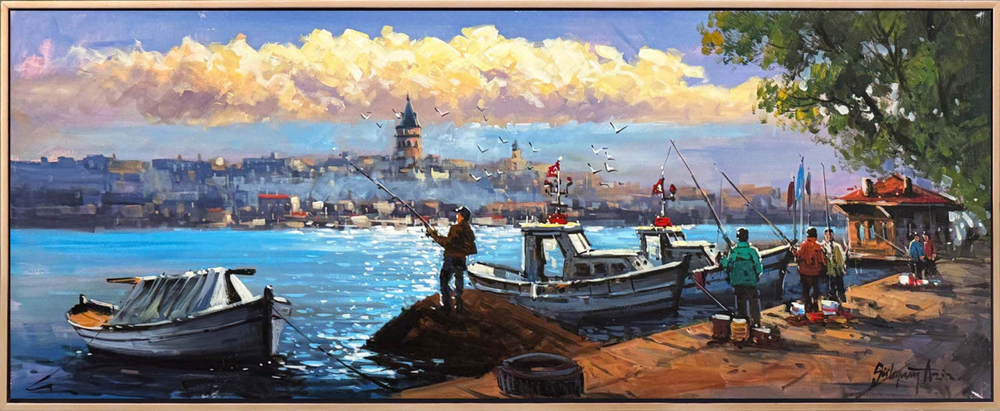 Salacak'ta Balıkçılar Yağlı Boya Tablosu