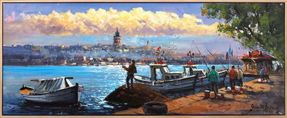 Salacak'ta Balıkçılar Yağlı Boya Tablosu