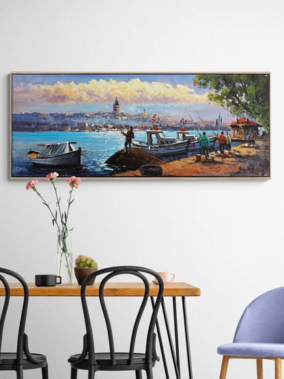 Salacak'ta Balıkçılar Yağlı Boya Tablosu