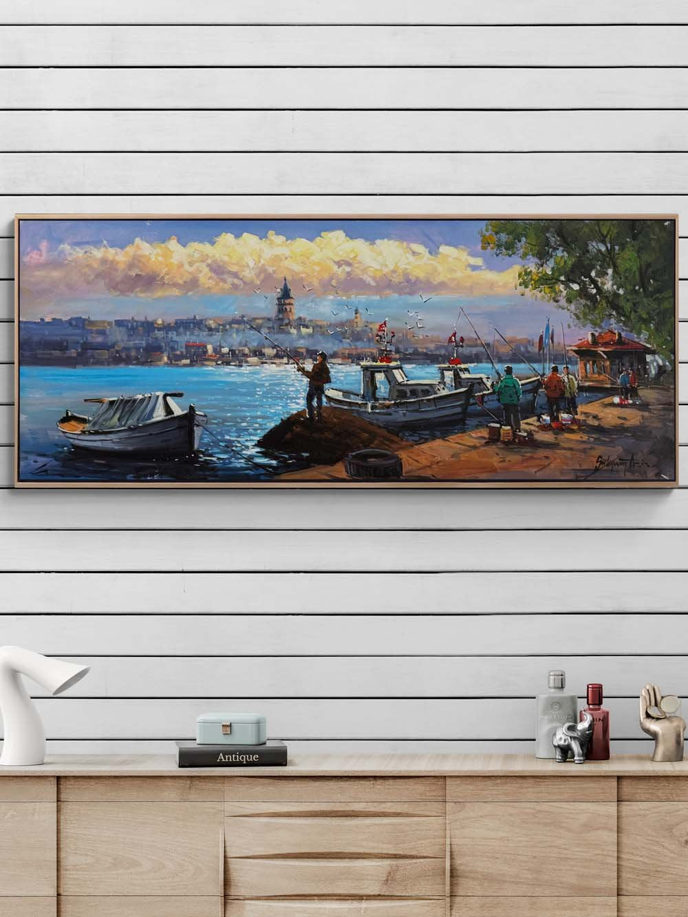 Salacak'ta Balıkçılar Yağlı Boya Tablosu