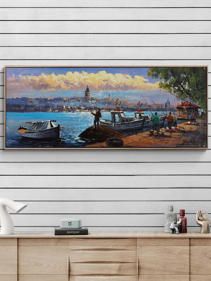 Salacak'ta Balıkçılar Yağlı Boya Tablosu