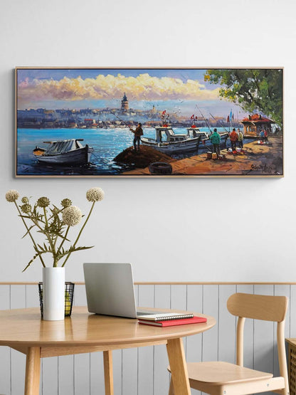 Salacak'ta Balıkçılar Yağlı Boya Tablosu