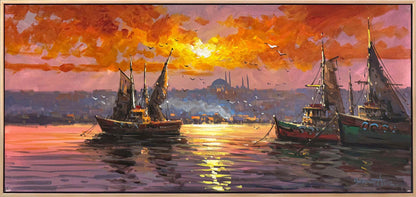 Boğazda Yelken Zamanı Yağlı Boya Tablosu