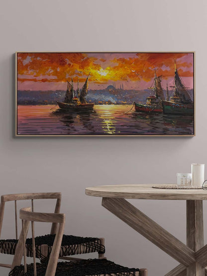 Boğazda Yelken Zamanı Yağlı Boya Tablosu