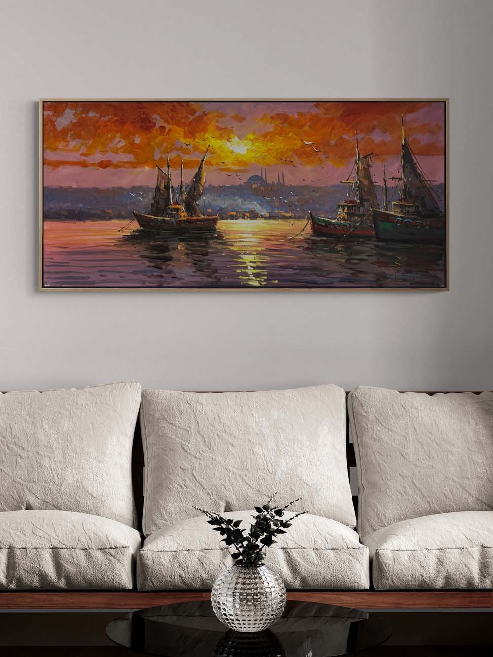 Boğazda Yelken Zamanı Yağlı Boya Tablosu