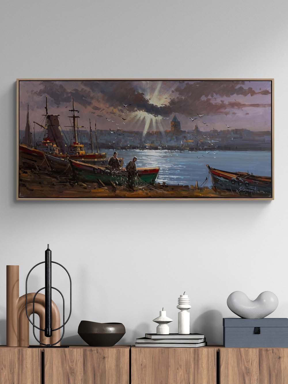 Boğazda Bir Av Günü Yağlı Boya Tablosu