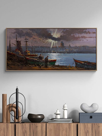 Boğazda Bir Av Günü Yağlı Boya Tablosu