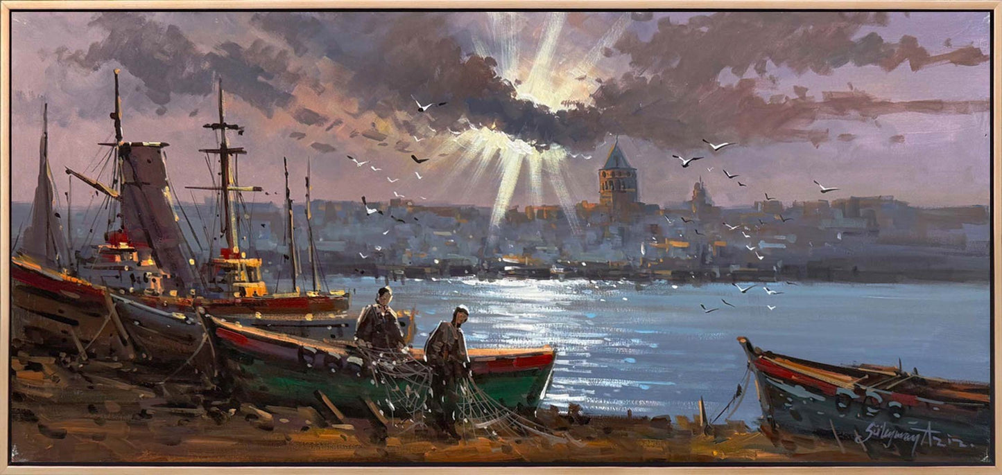 Boğazda Bir Av Günü Yağlı Boya Tablosu