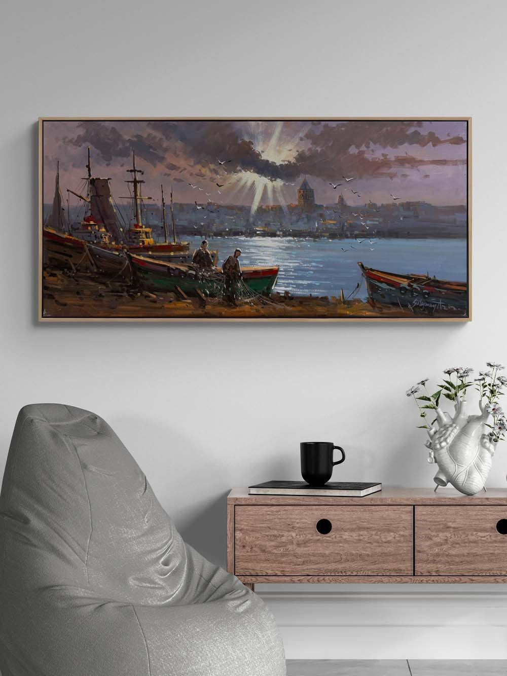 Boğazda Bir Av Günü Yağlı Boya Tablosu