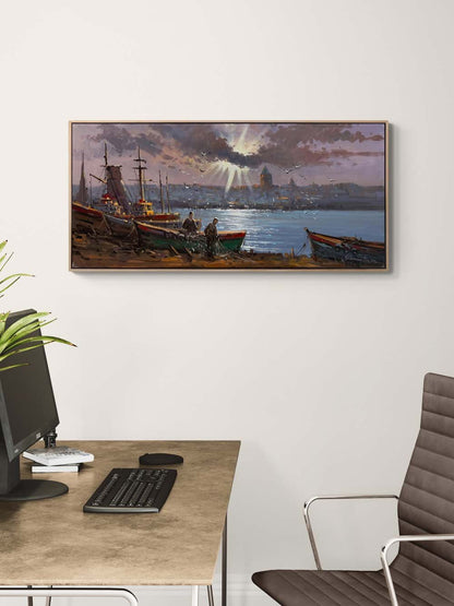 Boğazda Bir Av Günü Yağlı Boya Tablosu