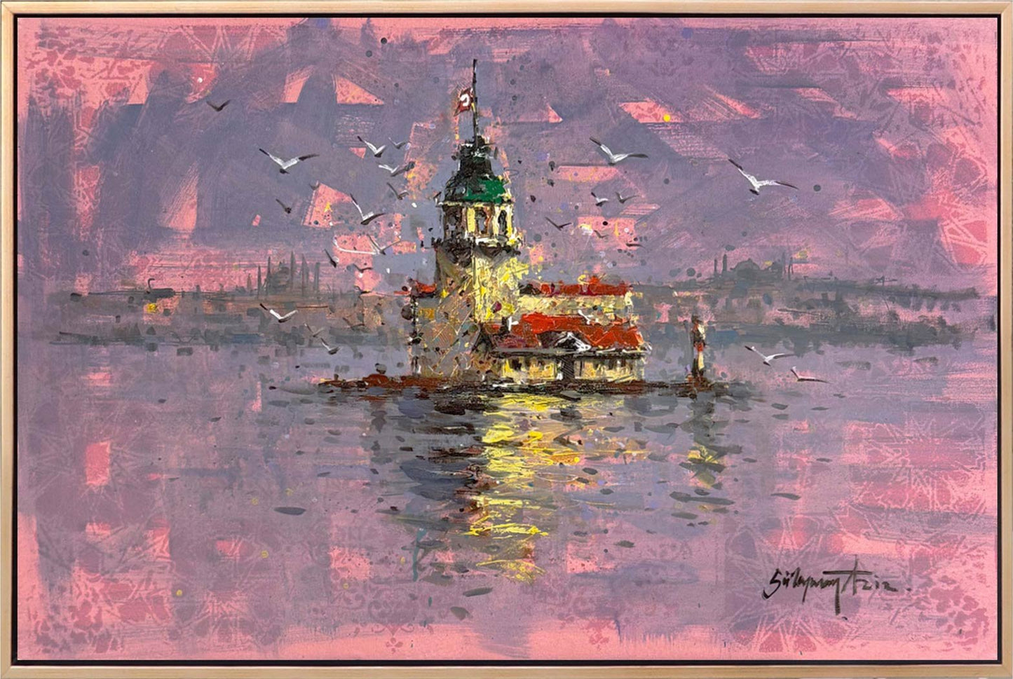 Kız Kulesinde Yakamoz Yağlı Boya Tablosu