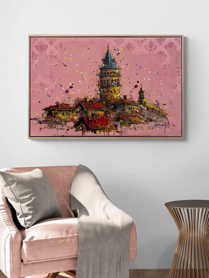 Düşlerde Galata Kulesi Yağlı Boya Tablosu