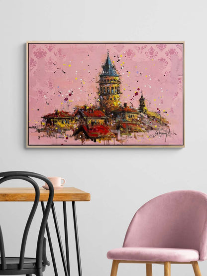 Düşlerde Galata Kulesi Yağlı Boya Tablosu