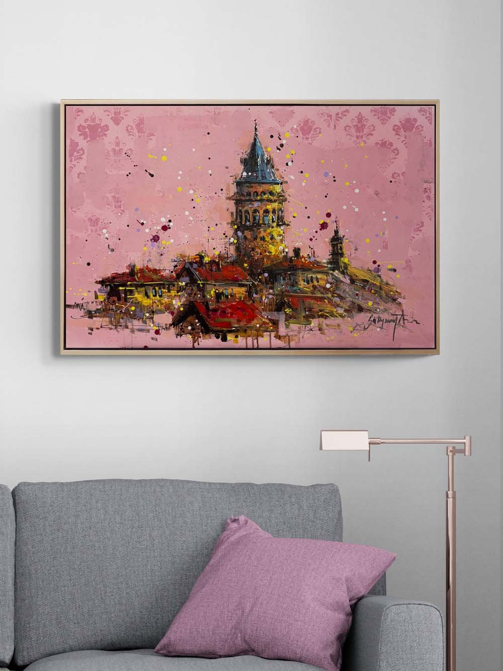 Düşlerde Galata Kulesi Yağlı Boya Tablosu