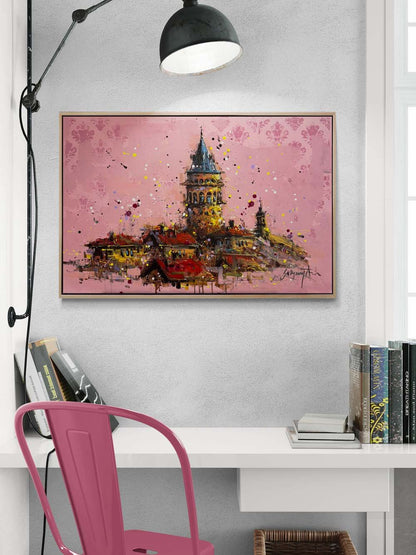 Düşlerde Galata Kulesi Yağlı Boya Tablosu