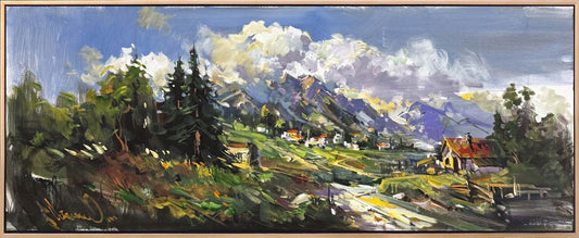 Çayırların Ardında Yağlı Boya Tablosu