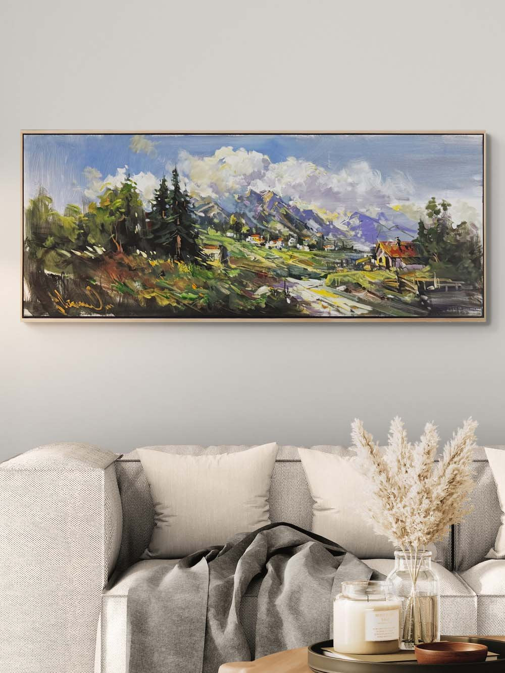 Çayırların Ardında Yağlı Boya Tablosu