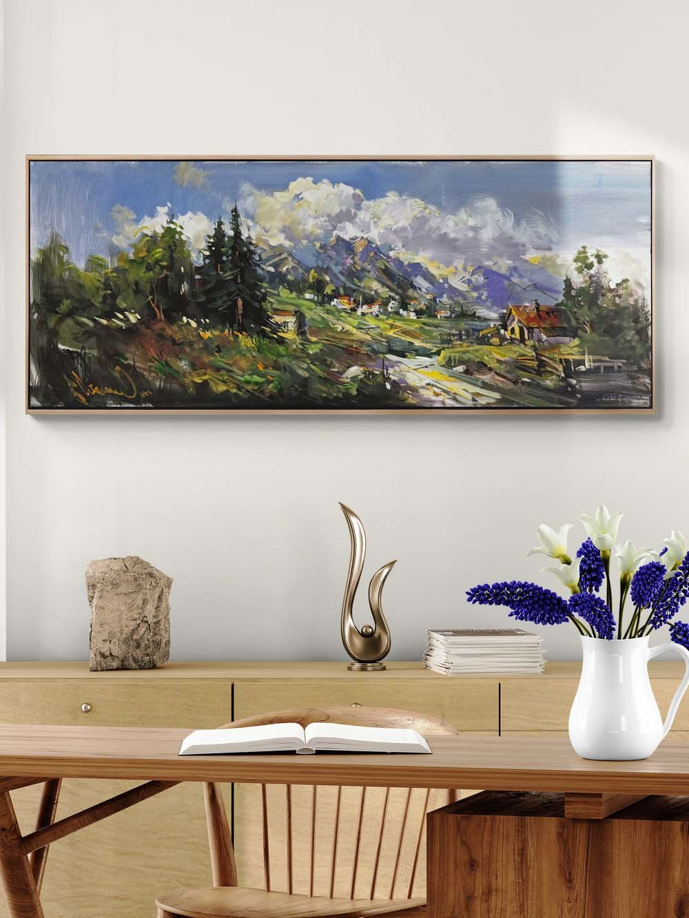 Çayırların Ardında Yağlı Boya Tablosu