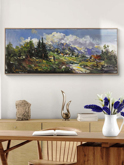 Çayırların Ardında Yağlı Boya Tablosu