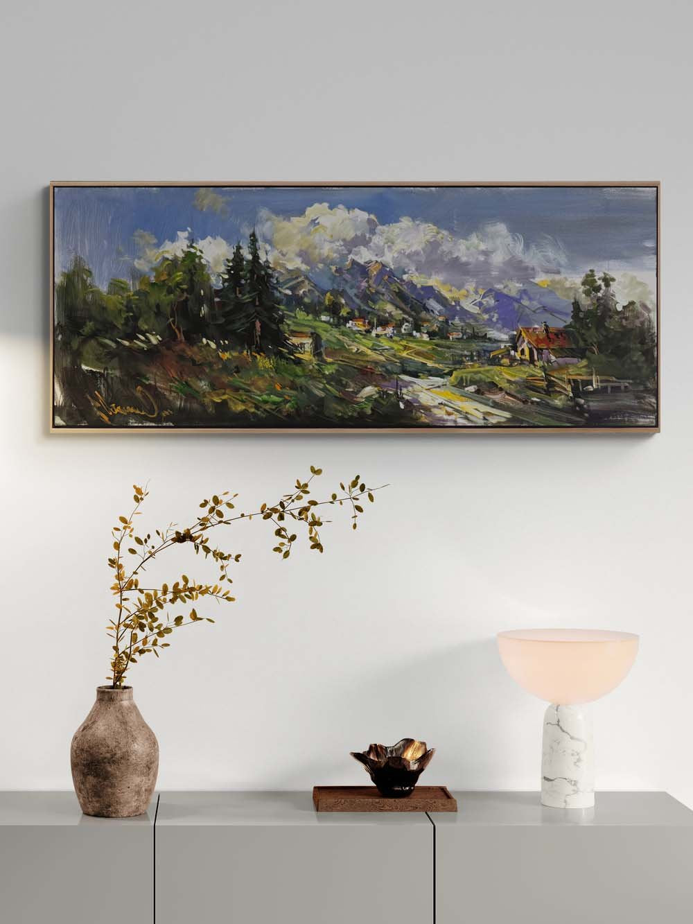 Çayırların Ardında Yağlı Boya Tablosu