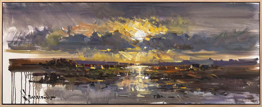 Köyde Gün Doğumu Yağlı Boya Tablosu