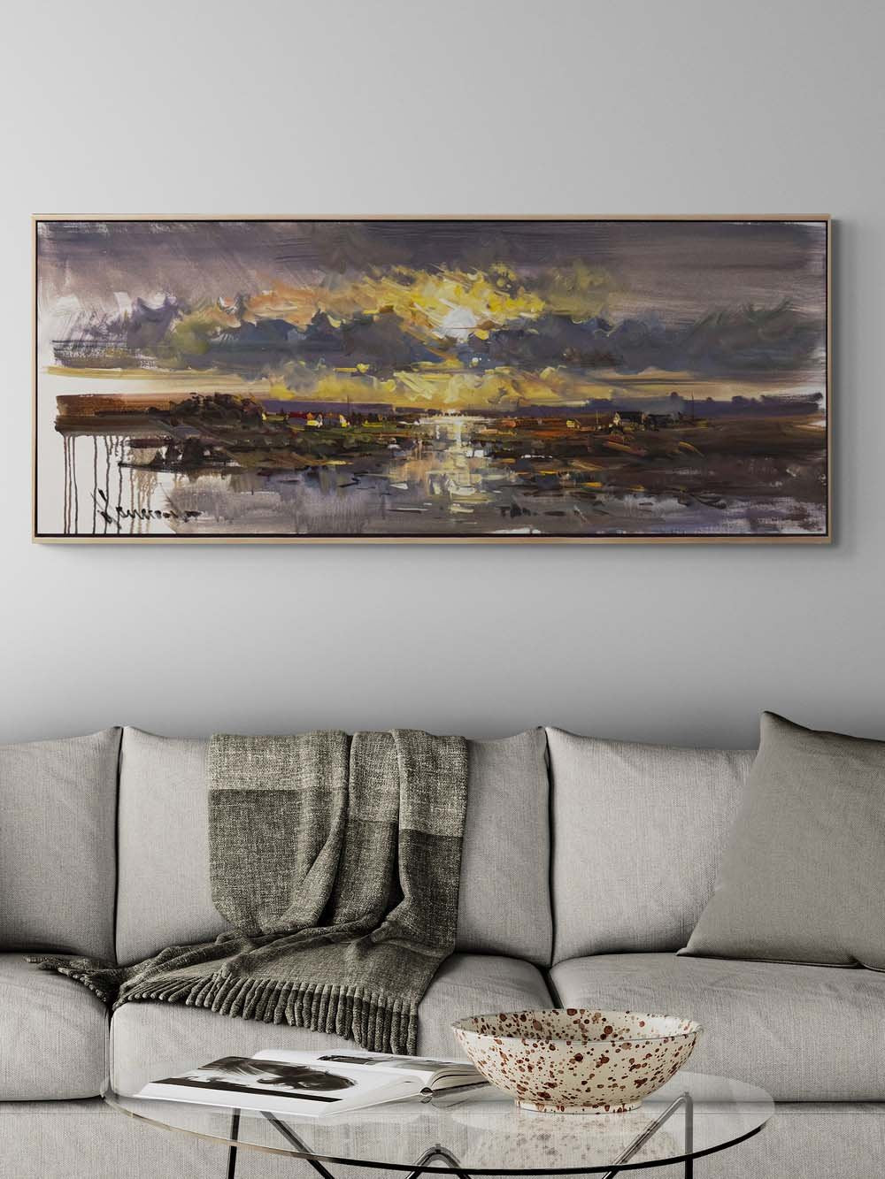 Köyde Gün Doğumu Yağlı Boya Tablosu