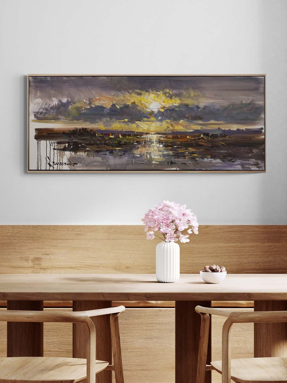 Köyde Gün Doğumu Yağlı Boya Tablosu