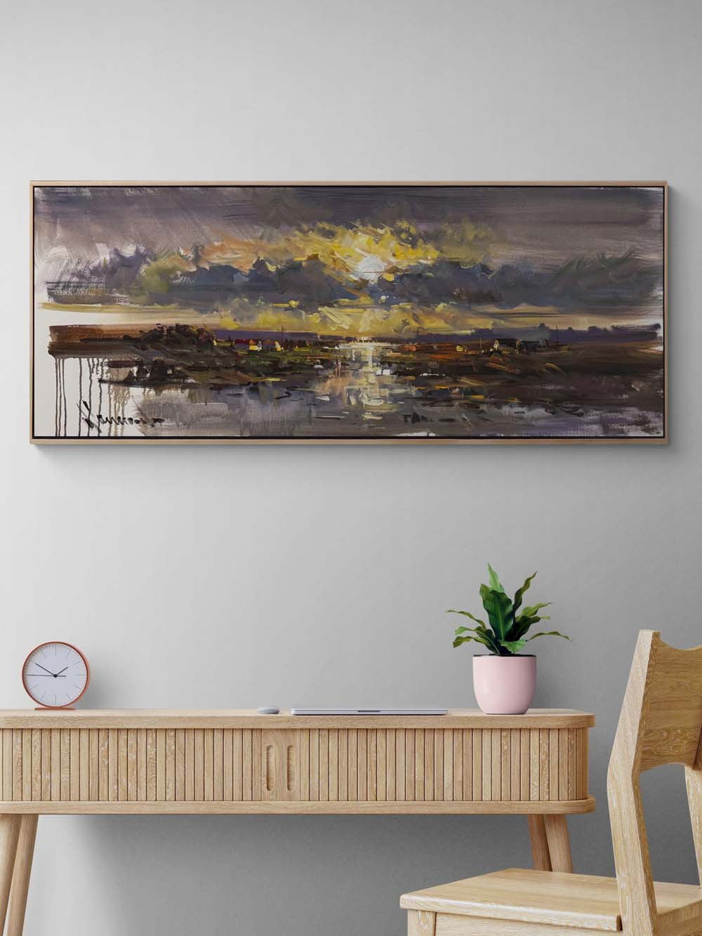 Köyde Gün Doğumu Yağlı Boya Tablosu