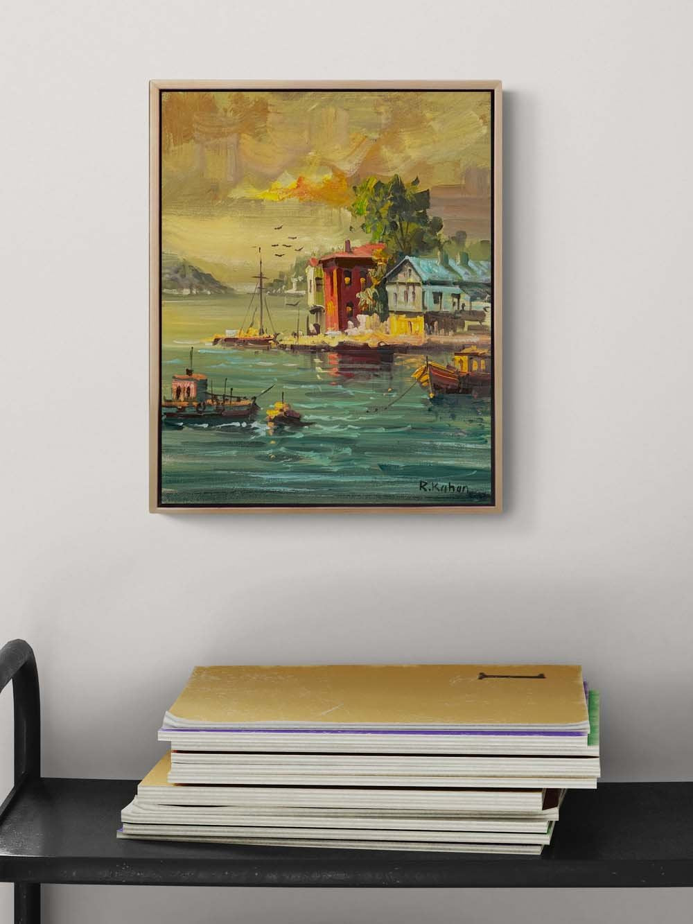 Yalılarda Gün Batımı Yağlı Boya Tablosu