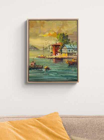 Yalılarda Gün Batımı Yağlı Boya Tablosu