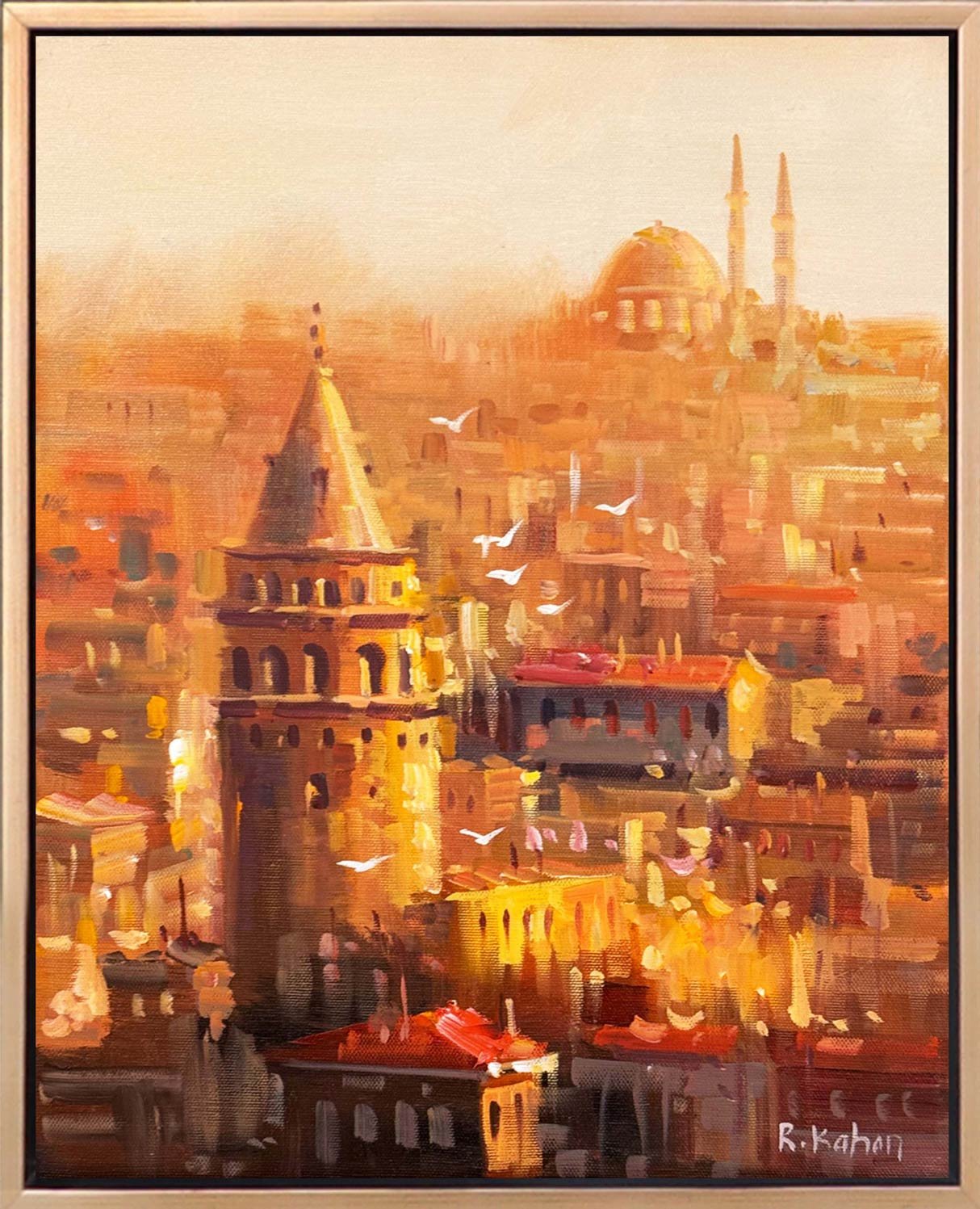 Kuşbakışı Galata Yağlı Boya Tablosu