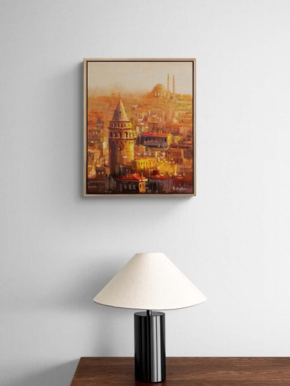 Kuşbakışı Galata Yağlı Boya Tablosu